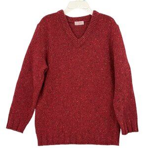 La‎ Coqueta Boys Burgundy V-Neck Wool Blend Sweater 7Y